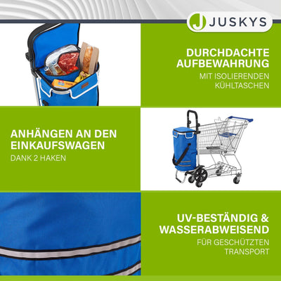 Juskys Einkaufstrolley 3in1 mit 2 Rollen für Shopping - 56 L Tasche abnehmbar - Trolley klappbar & m