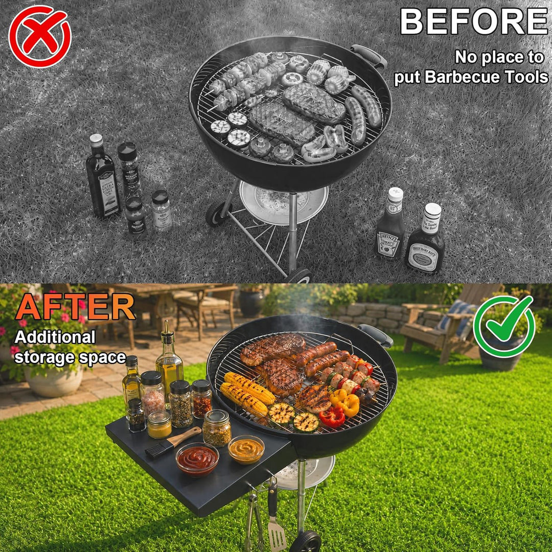QuliMetal Grilltisch-Seitenablage für Kugelgrills - Seitentisch-Ablage als Ersatz für Weber Master T