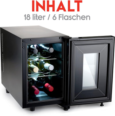 alpina Weinkühlschrank 18L - Weinkühler für 6 Flaschen - Flaschenkühler 230V - Temperatur Regelbar v
