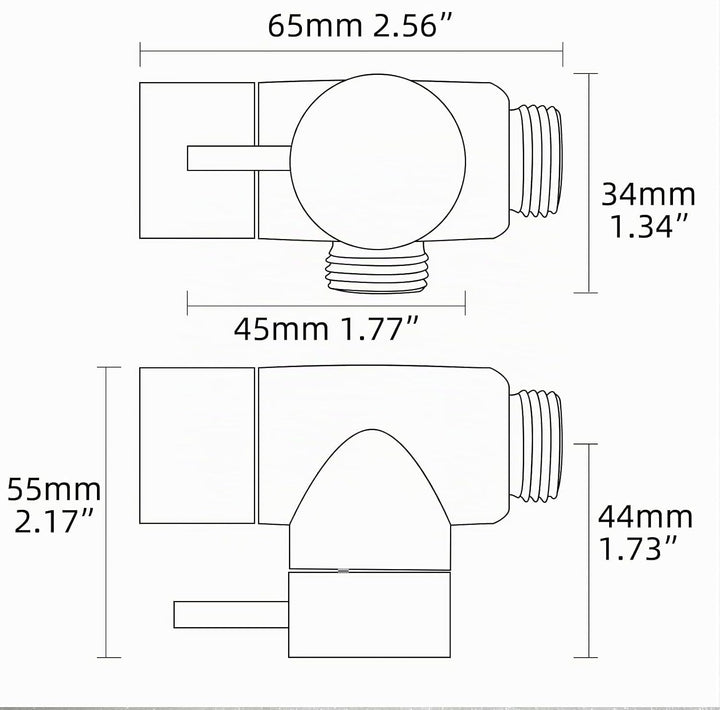Tecmolog Dusche Adapter G1/2 Messing Umstellventil für Handbrause und Festen Sprühkopf, Chrom, Chrom