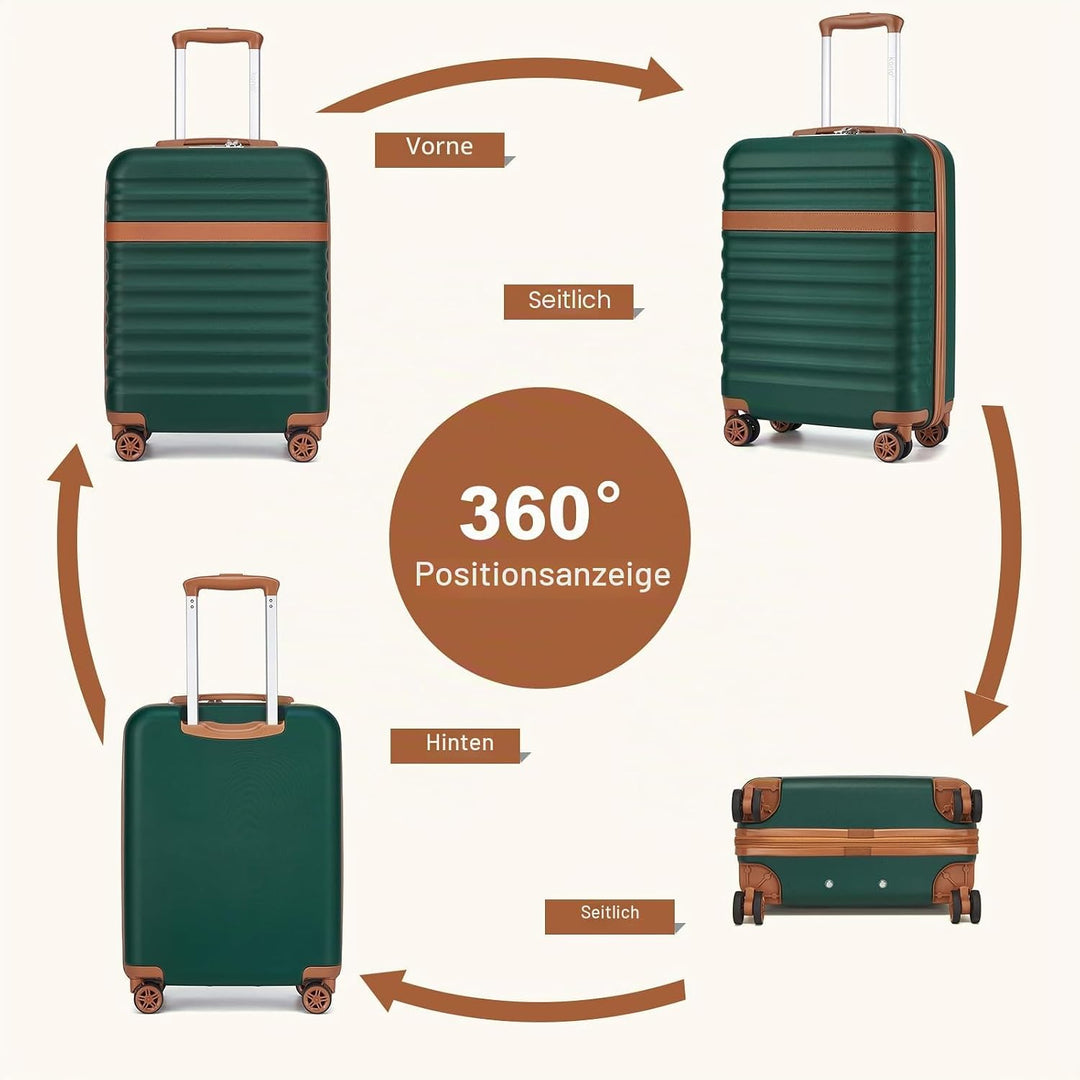 KONO Kofferset 3-teilig Trolley Reisekoffer leicht aus ABS+PC mit 4 Rollen Hartschalenkoffer TSA Sch
