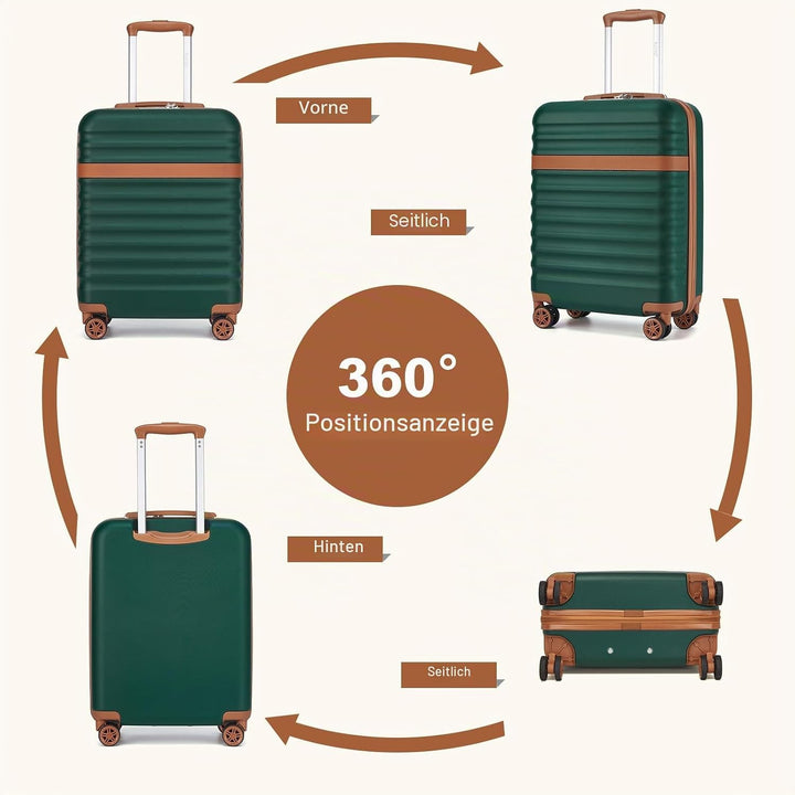 KONO Kofferset 3-teilig Trolley Reisekoffer leicht aus ABS+PC mit 4 Rollen Hartschalenkoffer TSA Sch