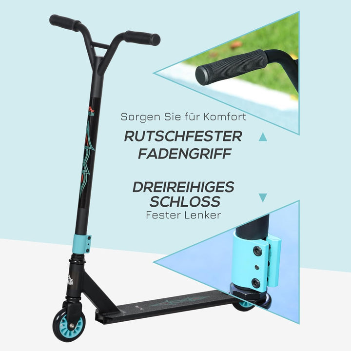 HOMCOM Stunt Scooter, Funscooter, Stuntscooter mit ABEC 9 Kugellagern, Kickscooter mit 100 mm Kunstl