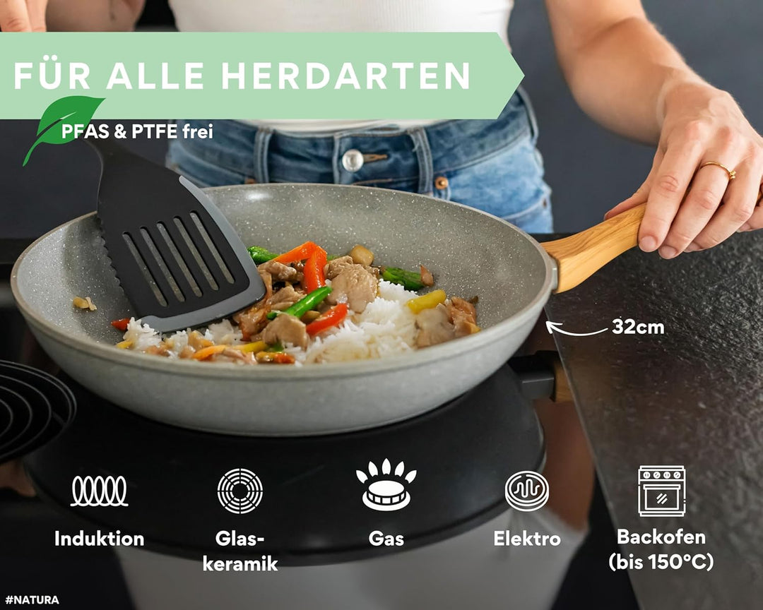 DIVORY Keramikpfanne 32cm – Pfanne mit Keramikbeschichtung Induktion, PFAS & PTFE frei, grosse Bratp