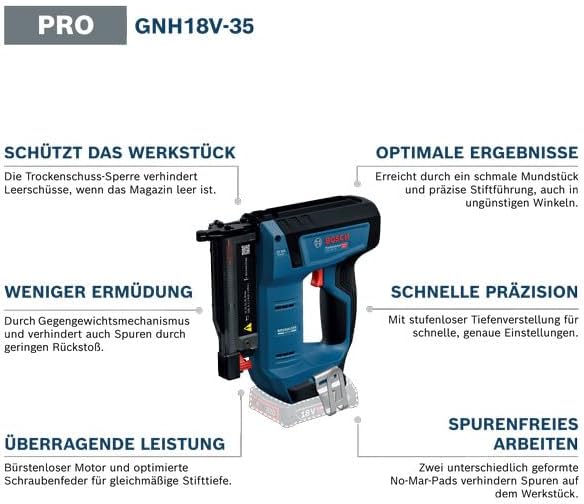Bosch Professional 18V System Akku-Holznagler GNH 18V-35 (minimaler Rückstoss, bürstenloser Motor, i