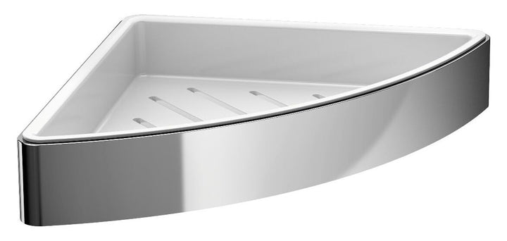 Emco Loft Eckschwammkorb mit Kunststoffeinsatz 179 x 36 x 179mm, Chrom/weiss Chrom Eckwandkorb, Chro