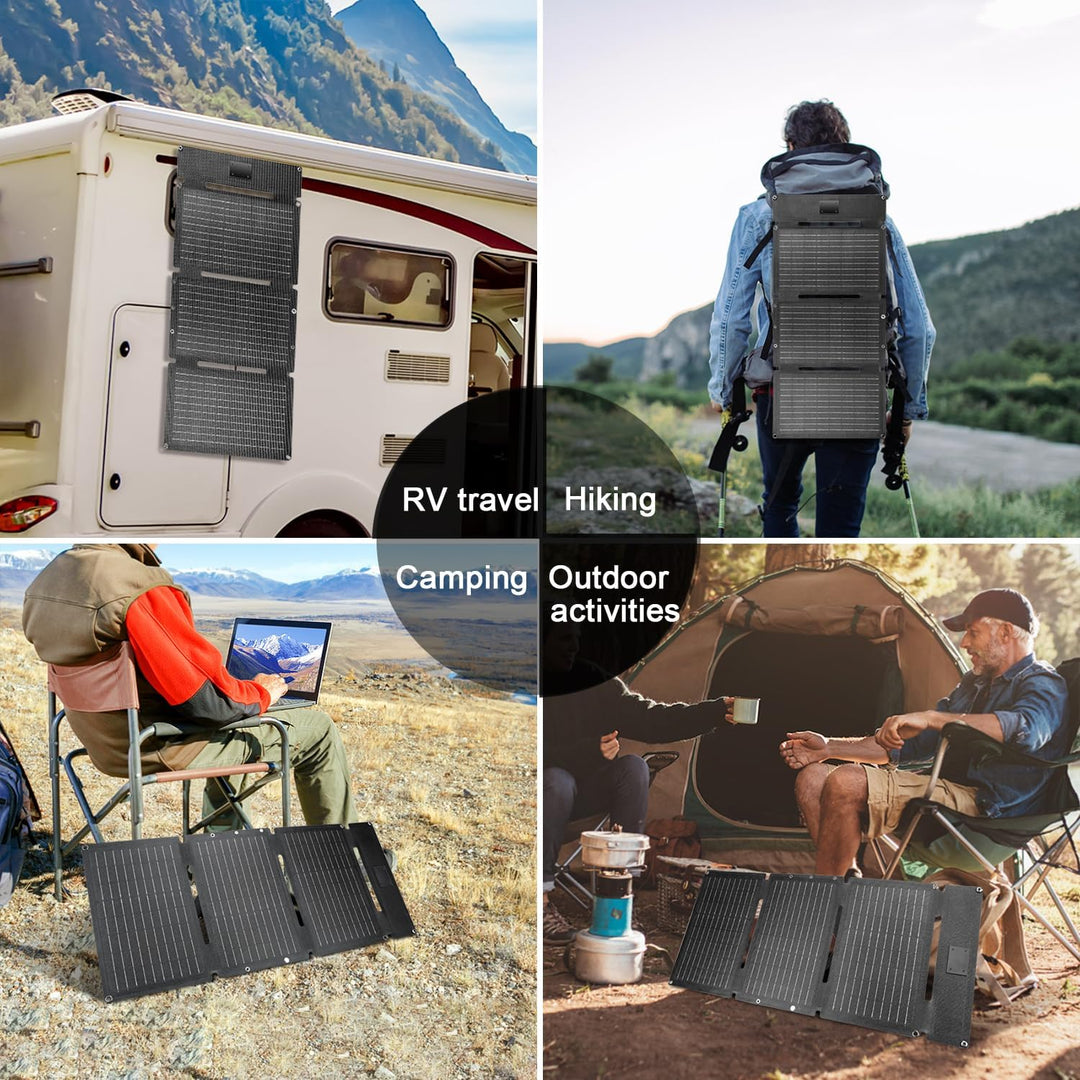 30W Tragbares Solar-Ladegerät mit 2 Ports(USB-C/USB-A), IP65 Wasserdicht, Solarpanel Faltbar Camping