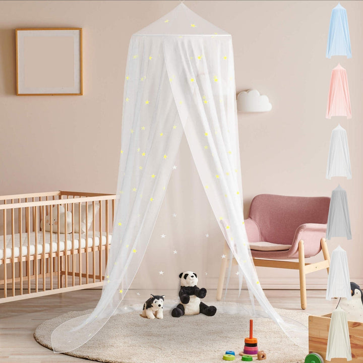 BEARTOP Baldachin Kinderzimmer | 6 Farben | ohne Bohren | Tüll | mit stabilem Ring | Ring Wird in St