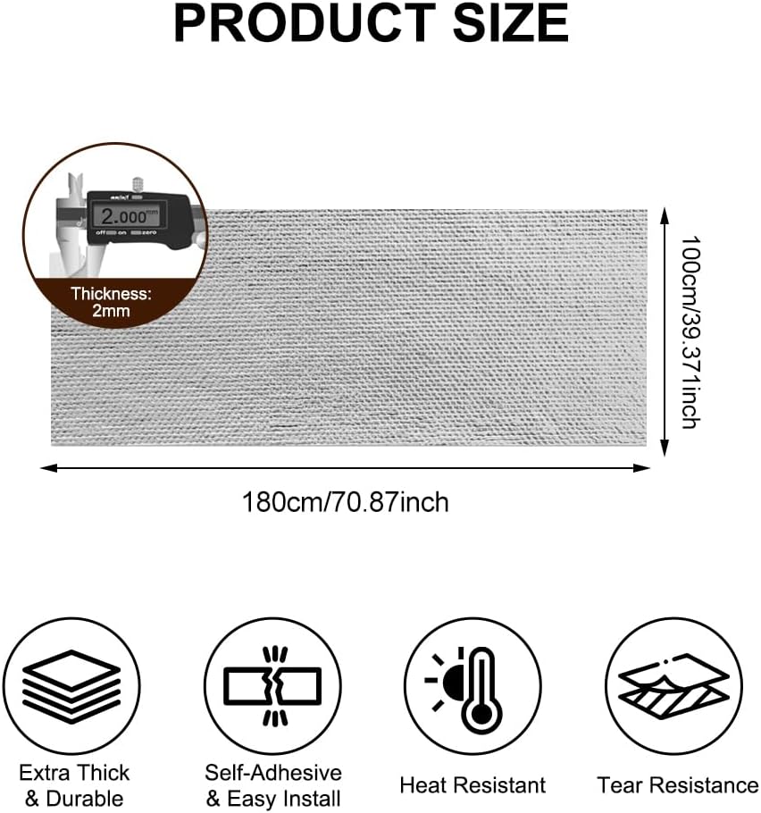 Aluminisierte Hitzeschutz 100x180cm Hitzeschutzmatte Selbstklebend Rückseite,Kleberücken Aluminium G