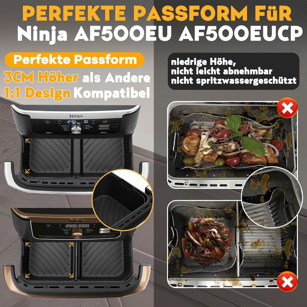 Heissluftfritteuse Zubehör für Ninja Foodi Flexdrawer 10,4l Airfryer AF500EU AF500EUCP, 1x10.4L & 2x