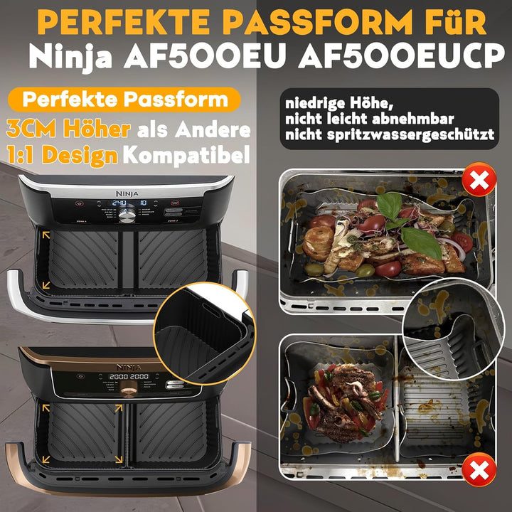 Heissluftfritteuse Zubehör für Ninja Foodi Flexdrawer 10,4l Airfryer AF500EU AF500EUCP, 1x10.4L & 2x