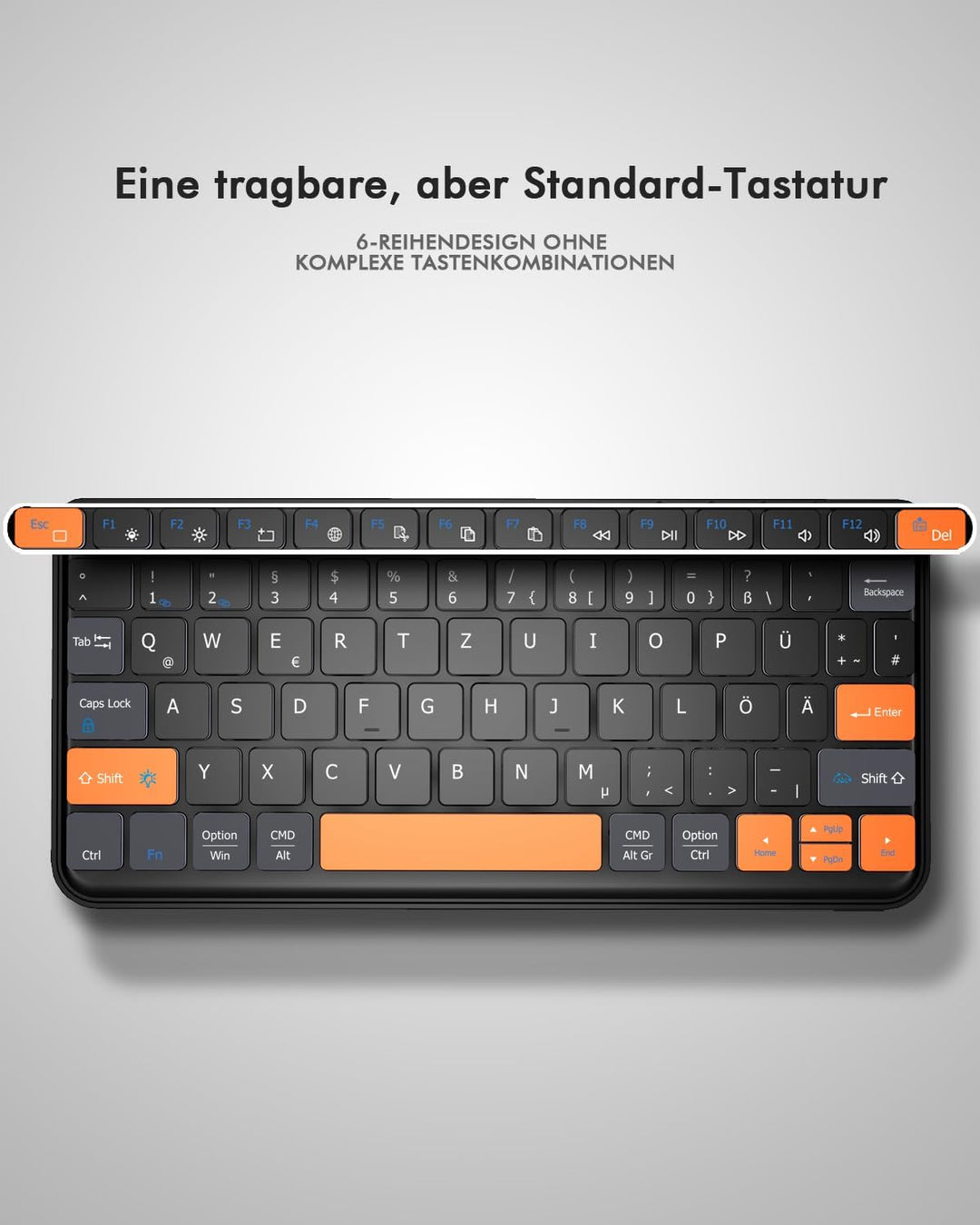 Doohoeek Tragbare Dual Bluetooth Tastatur für Tablet & Smartphone, Mini Keyboard mit verstellbarem S