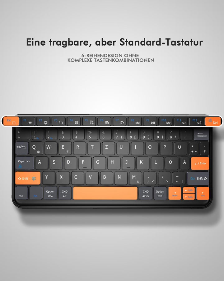 Doohoeek Mini Bluetooth Tastatur für Tablet & Smartphone – Dual Verbindung mit 2 Geräten, Verstellba