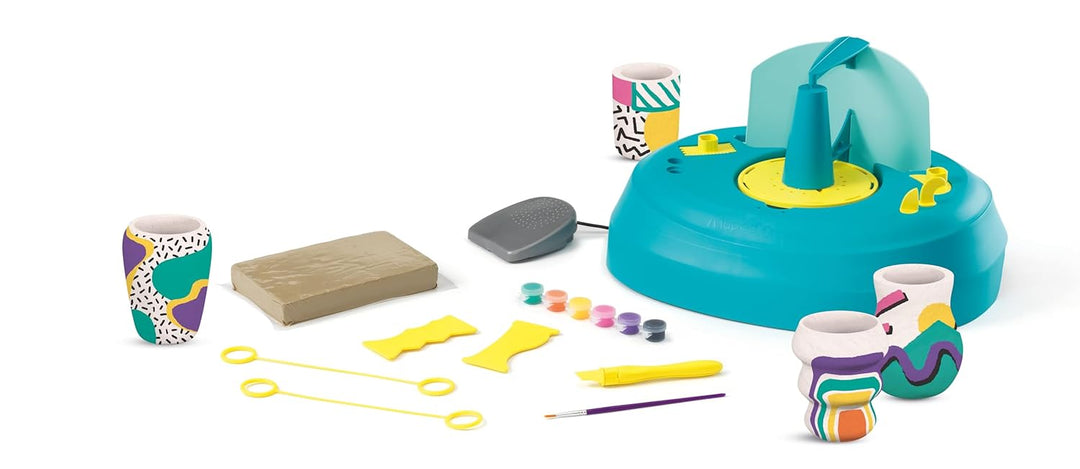 Maped CREATIV – 907220 elektrische Töpferscheibe TERRA POTTERY mit Fusspedal - inklsuive Töpferton u