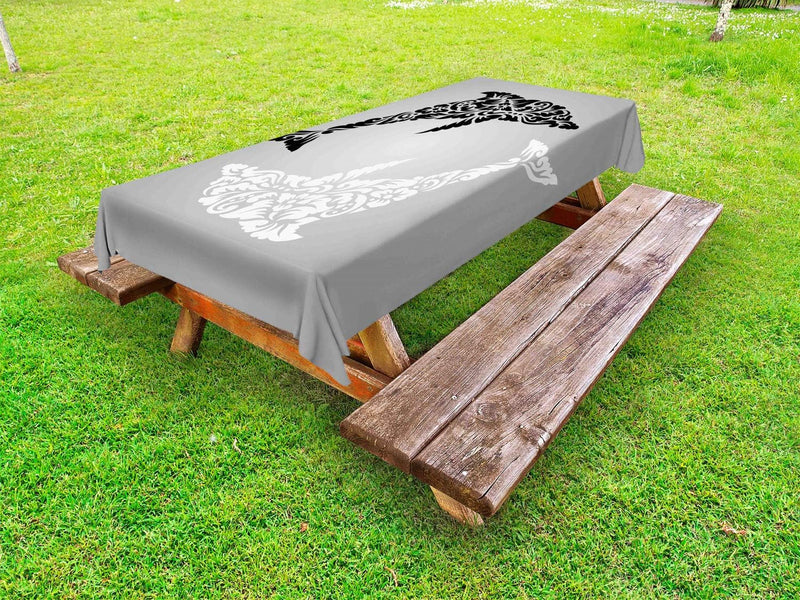 ABAKUHAUS Delphin Outdoor-Tischdecke, Monochrome Subaquatic, dekorative waschbare Picknick-Tischdeck