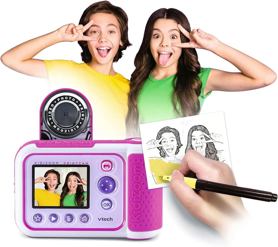 VTech Kidizoom Printcam Rosa, Kamera für Kinder mit 40+ Spezialeffekten, Sofortkamera für Kinder, Th