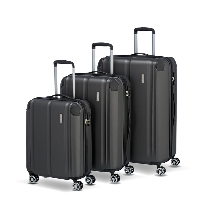 Travelite 4-Rad Koffer Set Grössen L/M/S mit TSA Schloss + Dehnfalte (ausser Grösse S), Gepäck Serie