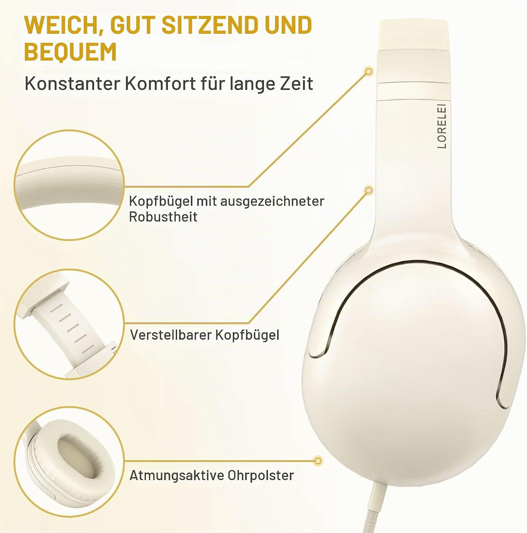 LORELEI E5 Kabelgebundene Kinder-Kopfhörer mit Faltbarer &amp; 3,5mm Klinkenbuchse Verwicklungsfreie Nyl