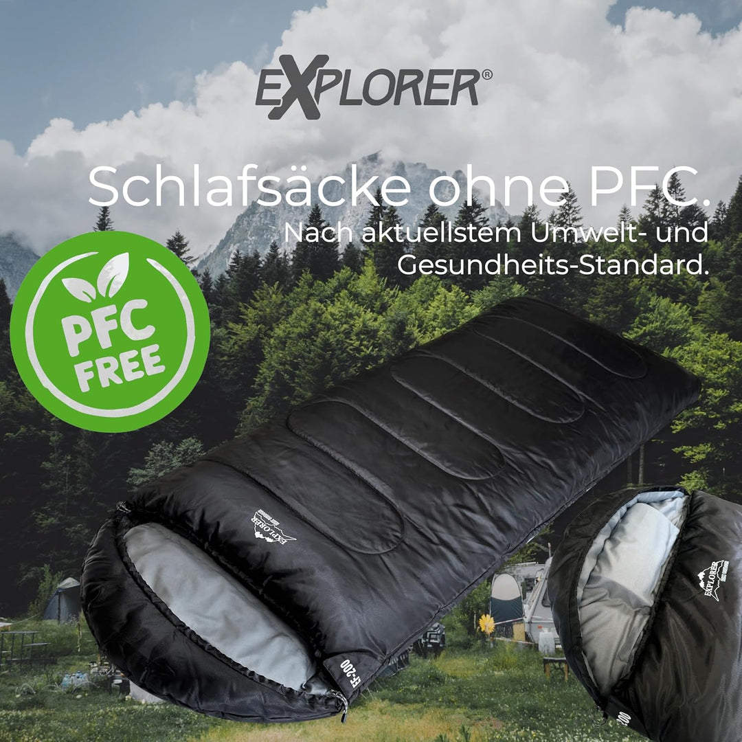 EXPLORER® EF-200 XXL Deckenschlafsack -18°C +3°C [400GSM] Schlafsack Gäste Decke 3-4 Jahreszeiten 22