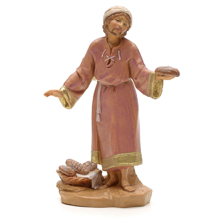 Holyart Schäfer Figur Krippe, mit Brot, 12 cm Fontanini