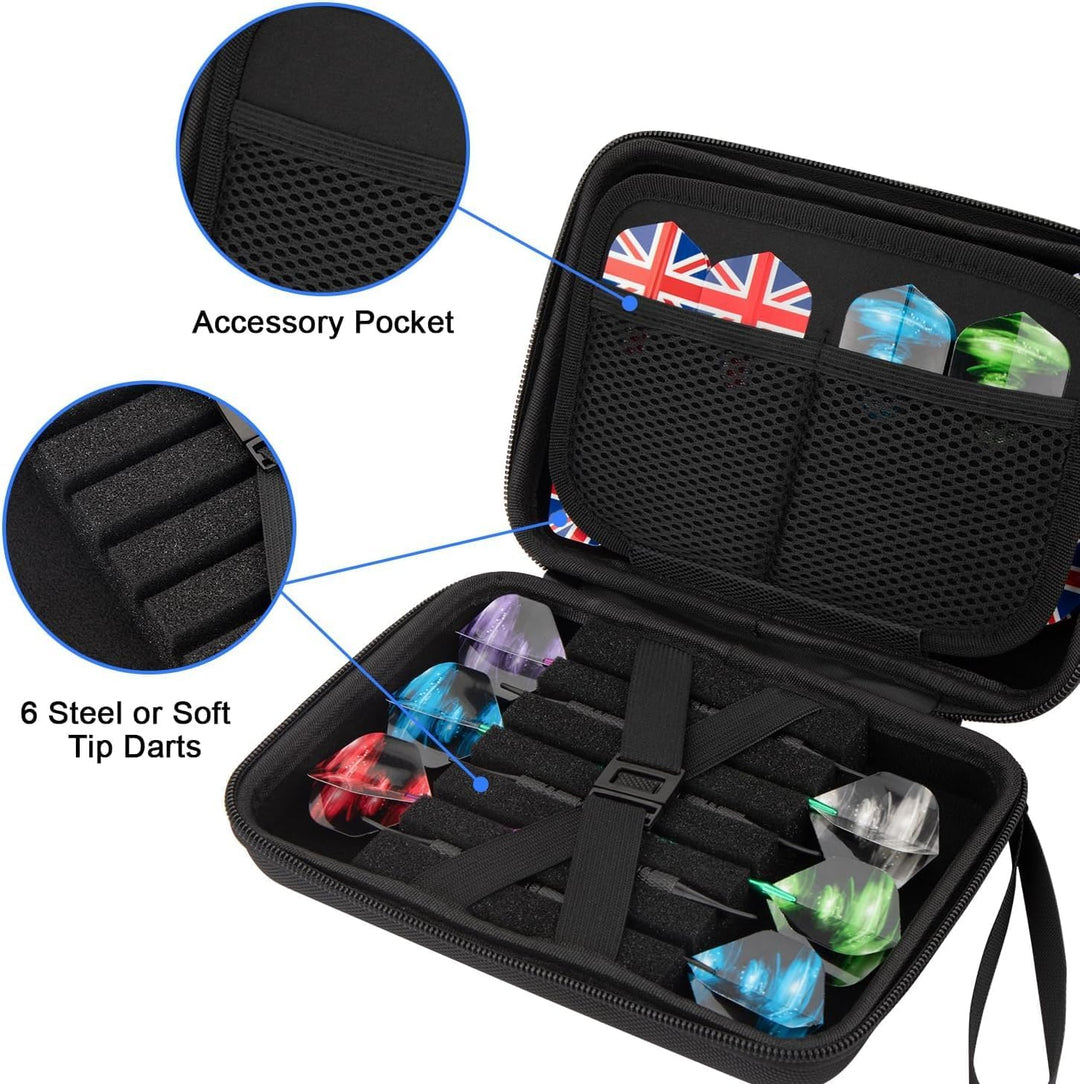 POHOVE Darts Tasche, Dauerhaft Darttasche für 12 Darts und Weiteres Dart-Zubehör, Perfekte Dartaufbe
