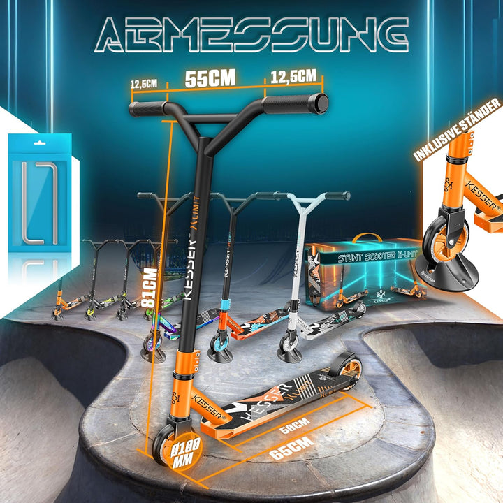 KESSER® Stunt Scooter X-Limit - 360° Lenkung Robuster Funscooter Stuntscooter mit ABEC 9 Kugellagern