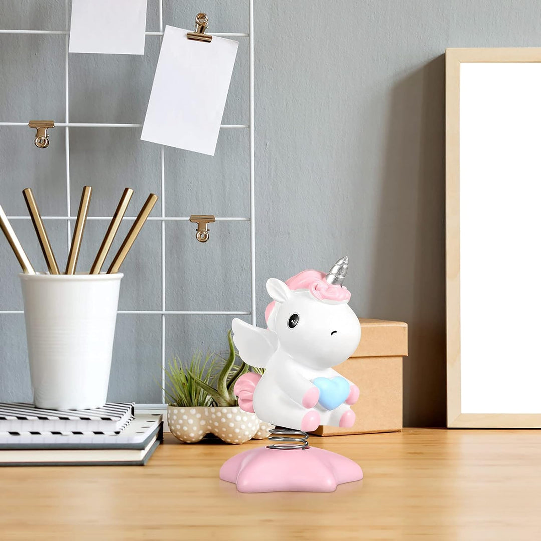 Wackelfigur Einhorn Figuren, 2 Stücke Einhorn-Wackelfigur mit Wackelkopf Einhorn Auto Ornament Autoz