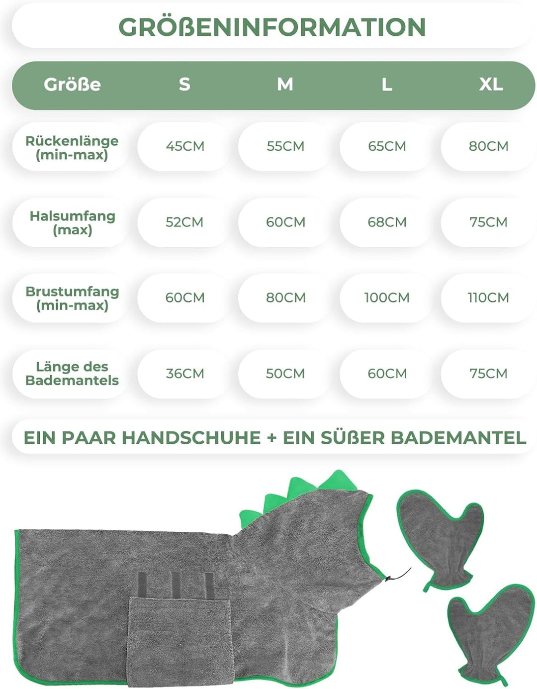 Bibykivn Bademantel für Hunde, Hundebademantel Aus Mikrofaser, Verstellbares Halsband Mit Klettversc
