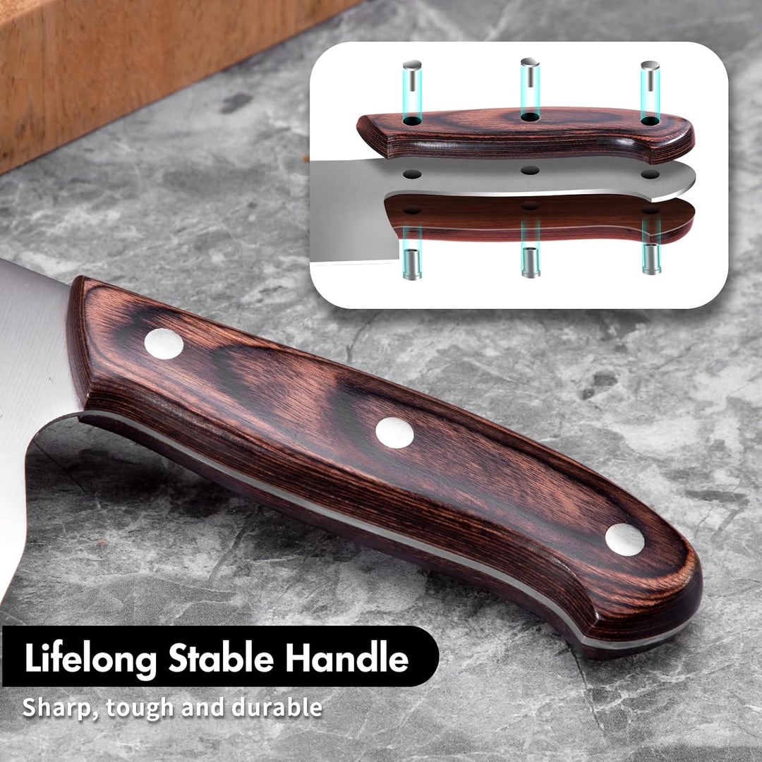 SHI BA ZI ZUO Chinesisches Messer kochmesser, Gemüse- und Fleischmesser, 17 cm Hackmesser, Edelstahl