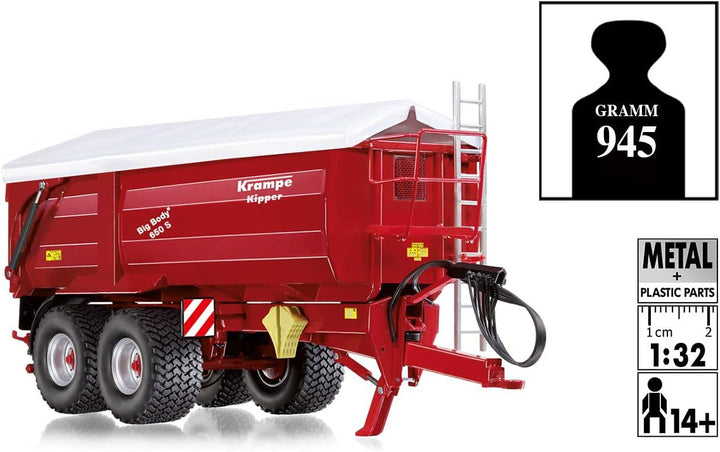 WIKING 077335 Krampe Big Body 650 S Hinter- /Seitenkipper, Modell, 1:32, Metall/Kunststoff, Ab 14 Ja