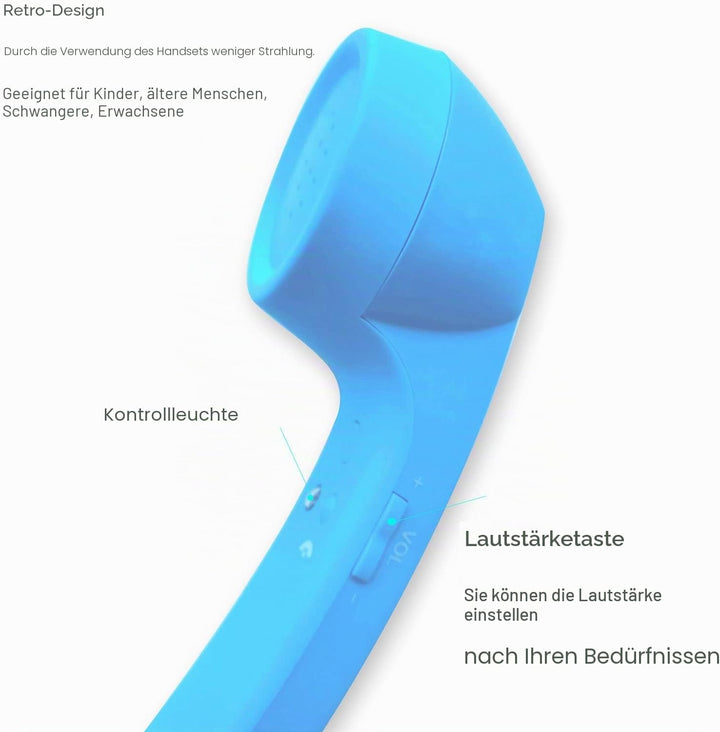 kabellose Retro-Telefonhörer Kopfhörer Bluetooth für EIN Handy mit bequemem Anruf, Blau, Blau