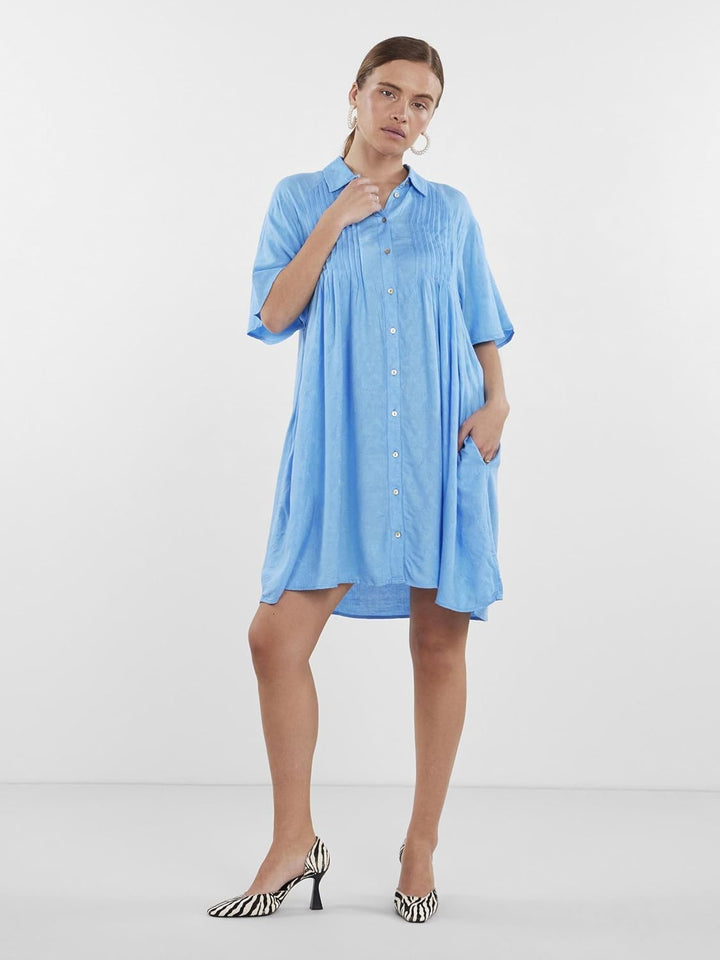 YAS Damen Kleid S Ethereal Blue, S Ethereal Blue