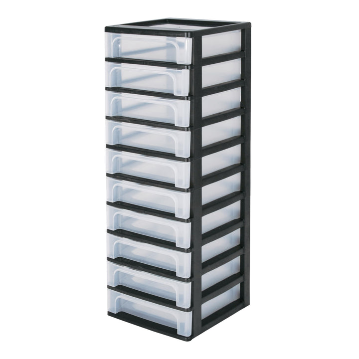 Iris Ohyama, Schubladenschrank, Schubladencontainer, 10 Schubladen mit 4 L, Format A4, durchsichtige