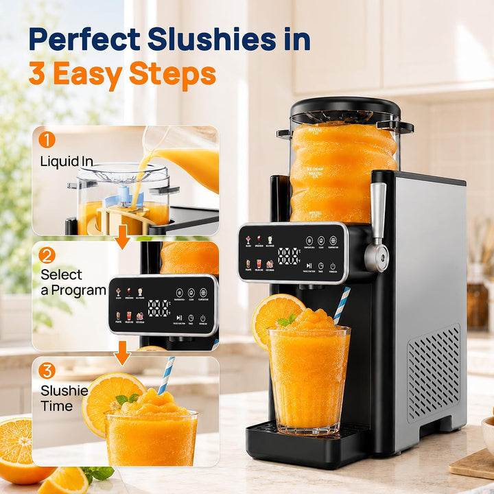 Slush Maschine, Slushie maschine mit 12-Stunden-Vorwahltimer für Heimgebrauch Slush, Frappé, Milchsh