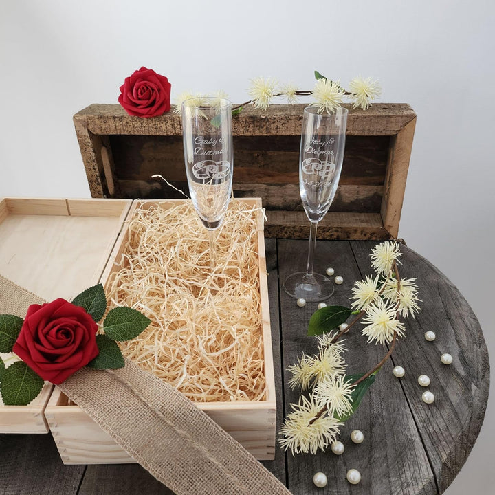 Geschenk zum Valentinstag – Sekt Geschenksets – Sektglas mit Gravur 200ml – Hochzeitsgeschenke – Ges
