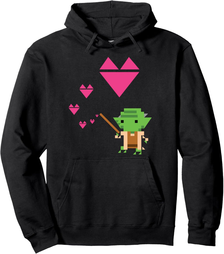 Star Wars Yoda Pixel Pink Hearts Valentine's Pullover Hoodie
