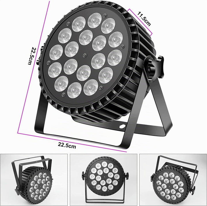 200W Par LED Scheinwerfer RGB UV Schwarzlicht Strahler, 18 LED Bühnenlicht Partylicht DMX512 für Par