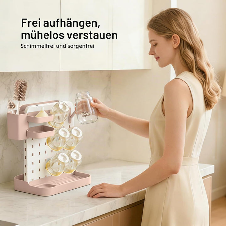 auvstar Trockenständer Babyflaschen mit Flaschenbürsten Set,Abtropfgestell Flaschen Baby,Platzsparen