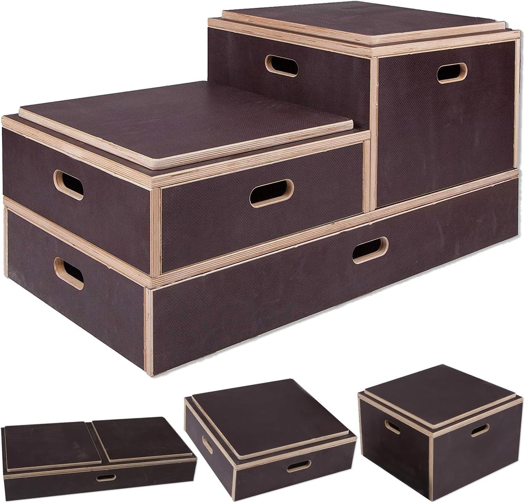 Sport-Thieme Plyo-Box Holz Kombi | rutschfeste Jump-Box/Sprungkasten aus Multiplex-Holz | In DREI Gr