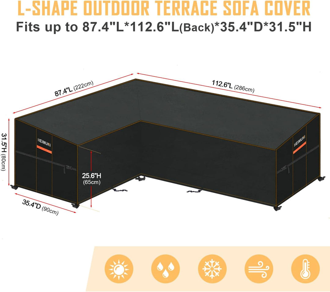 HEIMUNI Abdeckung für Lounge Sofa L-Form Ecksofa Abdeckplane Wasserdicht Palettenkissen Abdeckung Lo