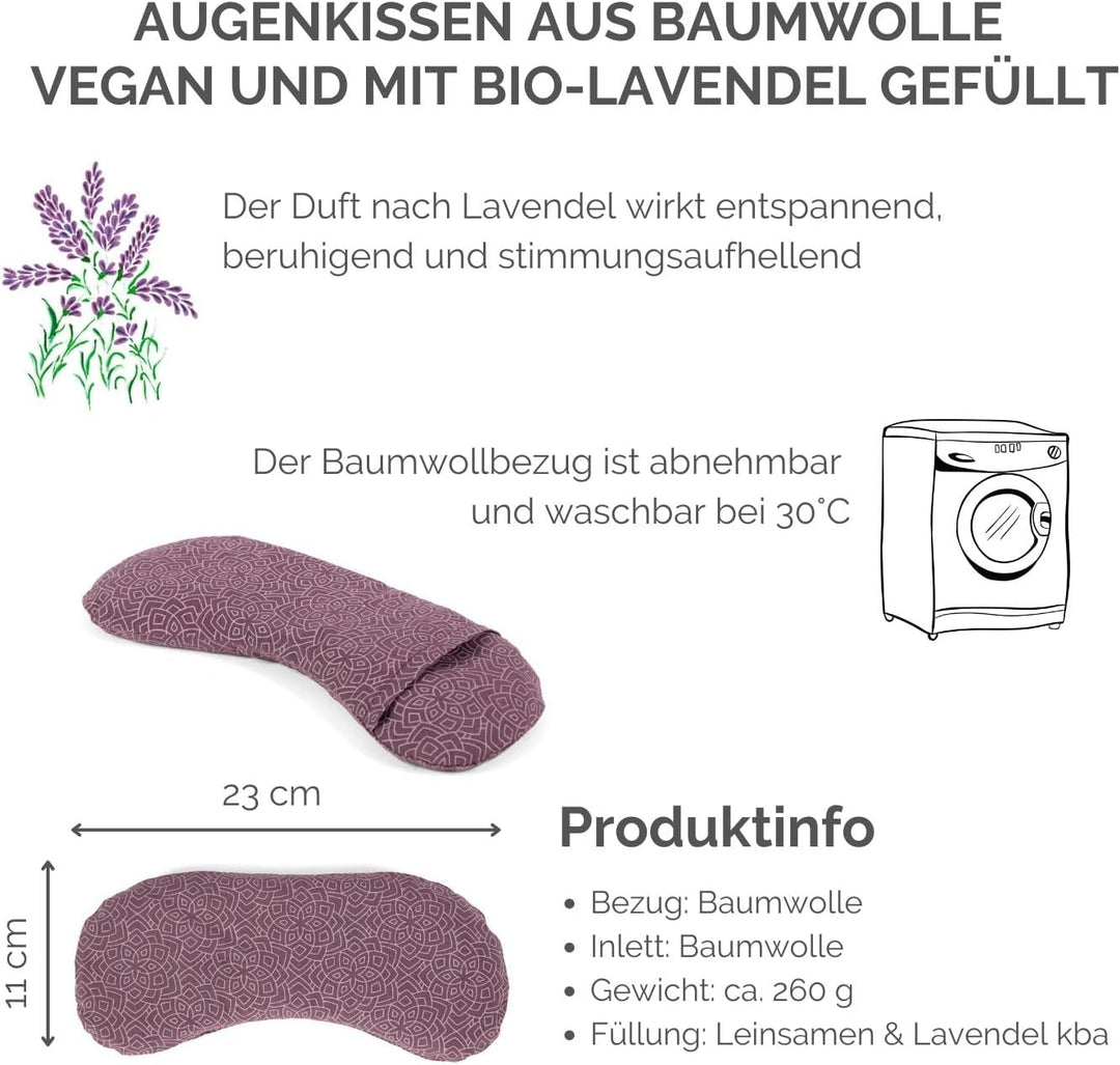 Bodhi Weiches Augenkissen aus Baumwolle | Füllung aus Bio-Leinsamen & Bio-Lavendel | Vegan | Augenma