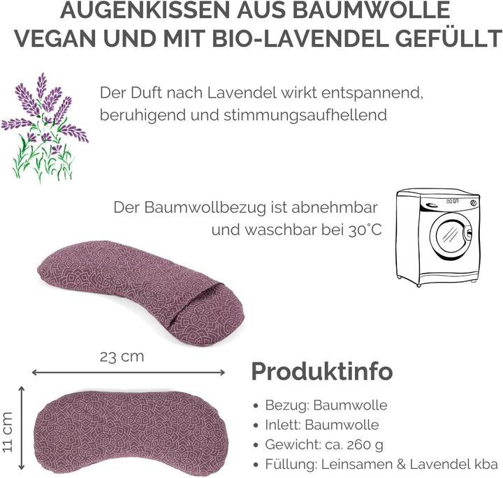 Bodhi Weiches Augenkissen aus Baumwolle | Füllung aus Bio-Leinsamen & Bio-Lavendel | Vegan | Augenma