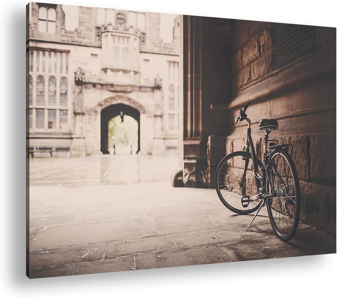 deyoli Fahrrad in einem alten Stadtviertel im Format: 80x60 als Leinwandbild, Motiv fertig gerahmt a