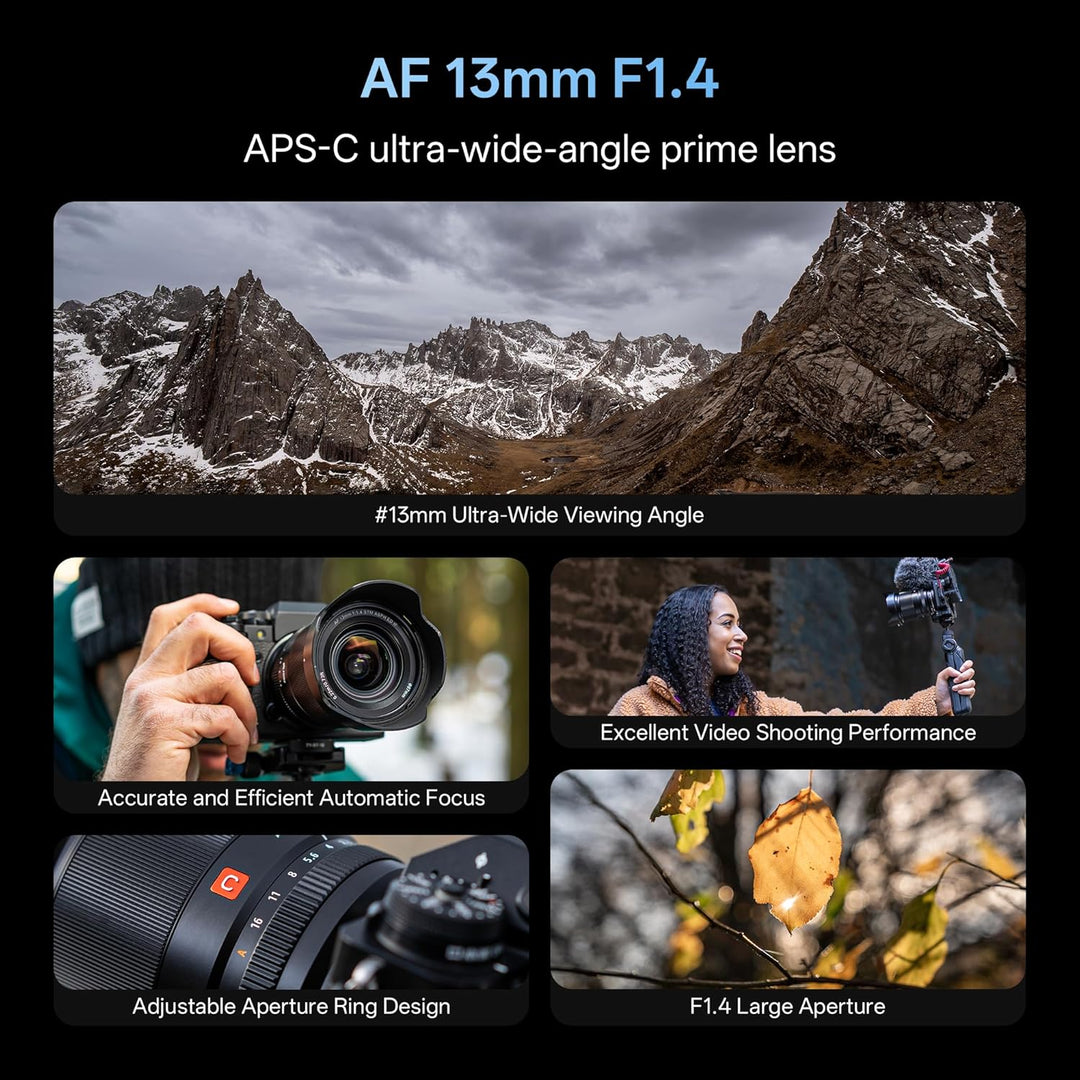 VILTROX AF 13mm f1.4 F/1.4 E-Mount-Objektiv, F1.4 grosse Blende, Ultraweitwinkel, Autofokus, APS-C-F