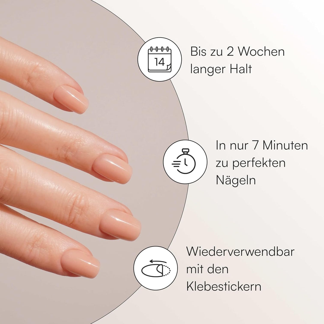 DOONAILS Soft Gel Press On Nails 30er Set Latte Short Square Form Beige Nägel zum Aufkleben Full Cov