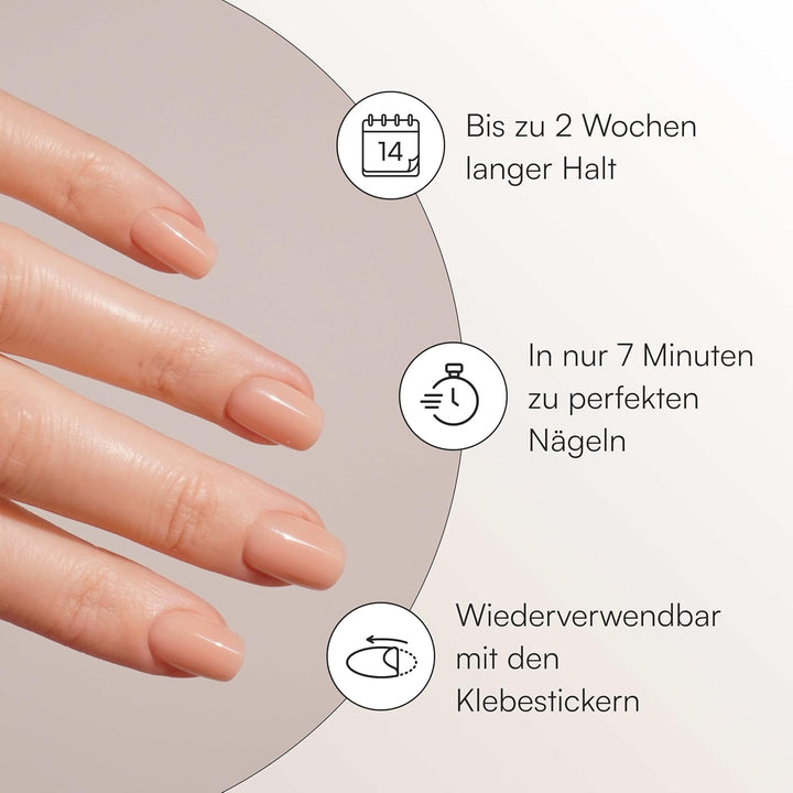 DOONAILS Soft Gel Press On Nails 30er Set Latte Short Square Form Beige Nägel zum Aufkleben Full Cov