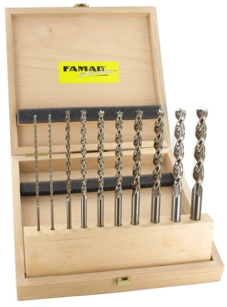 FAMAG Holzspiralbohrer Satz HSS-G lang 10-teilig, D=3,4,5,6,7,8,9,10,11,12mm Satz 10tlg. D=3,4,5,6,7