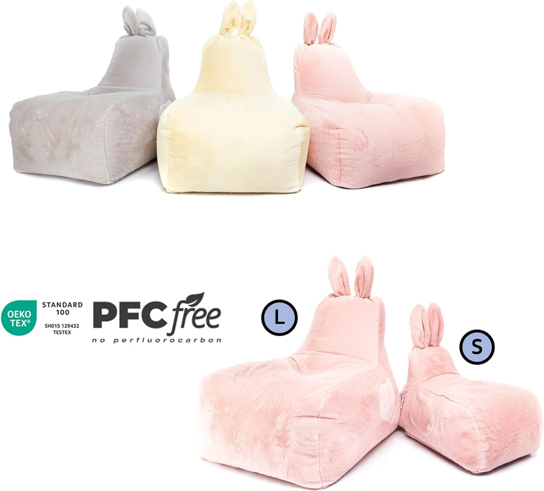 Ecopuf Bunny S | Kinder Sitzsack Hase Design - Original Sitzsack Hase mit Kunstfellbezug und vollstä