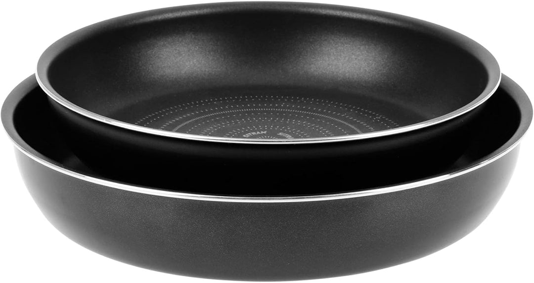 Sitram 714946 Kochgeschirr, Aluminium, Schwarz, 2 Griffe, 28 cm, 2 Pfannen Ø 24,28 cm, 3 Töpfe Ø 16,