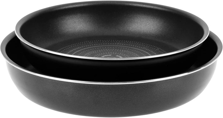 Sitram 714946 Kochgeschirr, Aluminium, Schwarz, 2 Griffe, 28 cm, 2 Pfannen Ø 24,28 cm, 3 Töpfe Ø 16,